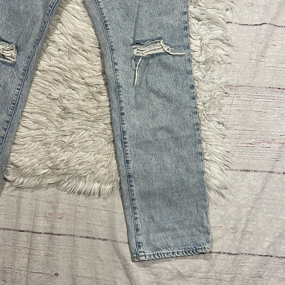 SLVRLAKE London Time Worn Distressed Straight Leg High Rise Jeans - Picture 8 of 13